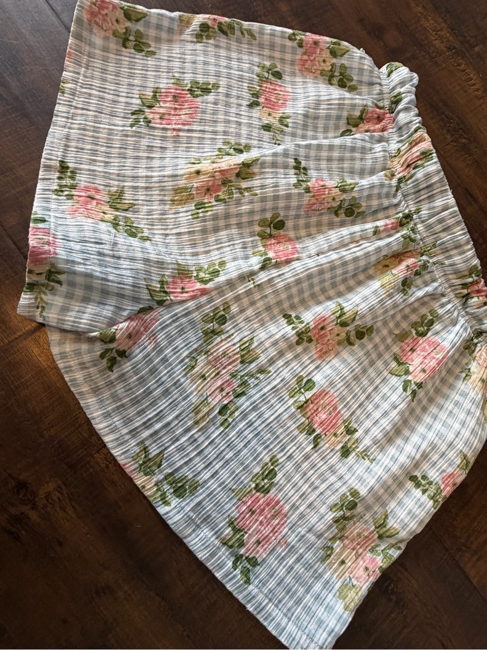 Berkshire Light Blue Gingham Floral High-Waist Shorts - Picture 5 of 5
